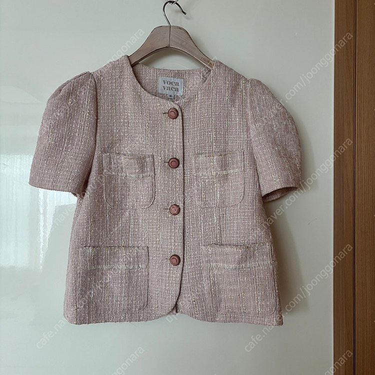 보카바카 린넨 트위드 핑크 반팔 자켓 결혼식 하객룩 출근룩 올드머니룩 이미지