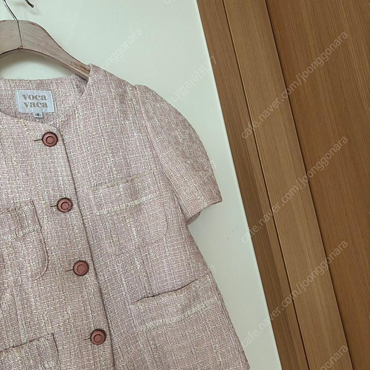 보카바카 린넨 트위드 핑크 반팔 자켓 결혼식 하객룩 출근룩 올드머니룩 이미지