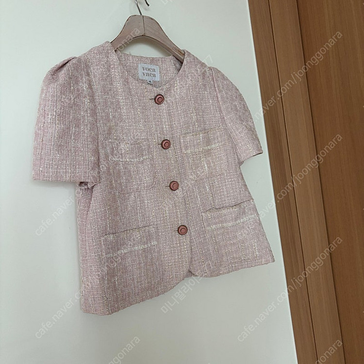 보카바카 린넨 트위드 핑크 반팔 자켓 결혼식 하객룩 출근룩 올드머니룩 이미지