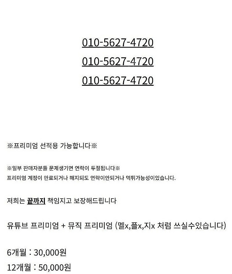 유튜브 프리미엄 뮤직도사용가능 파티원 6개월 12개월 모집합니다--1