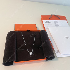 (새상품)에르메스 미니팝아슈 목걸이 화이트 실버