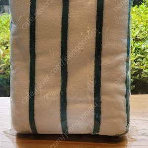 미개봉 스타벅스 2025 여름 e-프리퀀시 트렌타 타월 새 상품입니다 흰색 바탕에 초록색 스트라이프