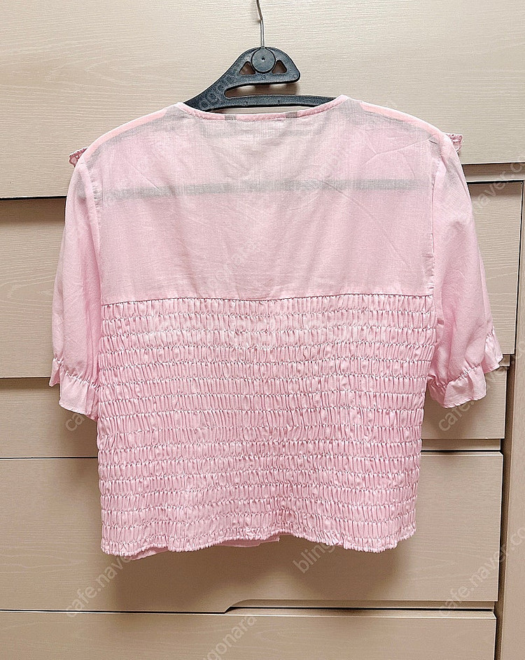 zara 자라 자수 핑크 블라우스 카라셔츠 L 새상품--1