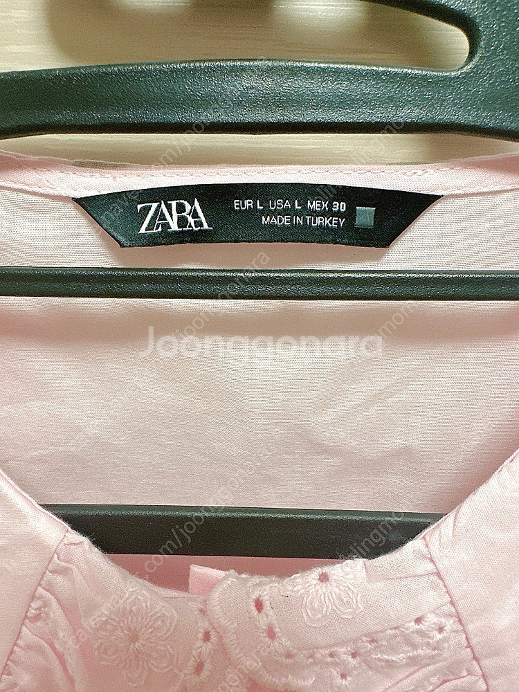 zara 자라 자수 핑크 블라우스 카라셔츠 L 새상품--4