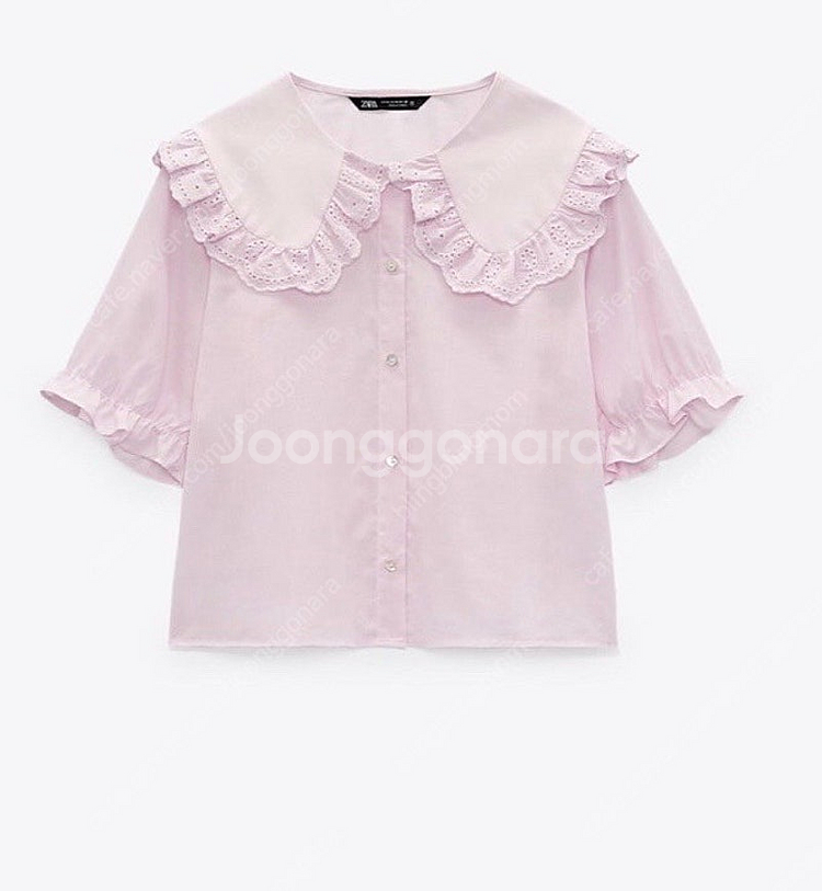 zara 자라 자수 핑크 블라우스 카라셔츠 L 새상품--7