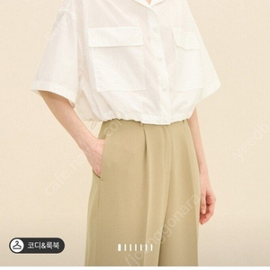 정가42만원대)한섬 타임 TIME 오픈칼라포켓 드로우스트링 탑 셔츠 블라우스 마인 랑방 더캐시미어