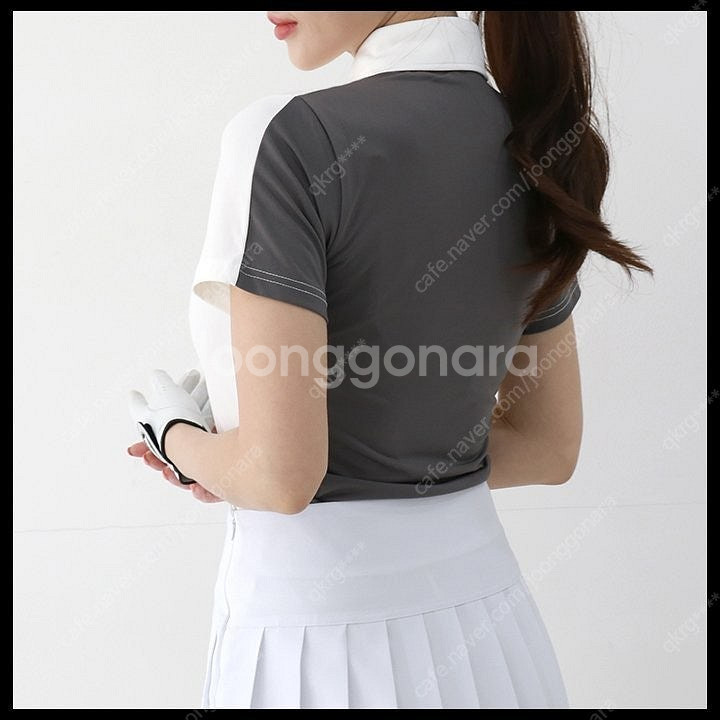 여성 여름 골프 앞뒤가 배색으로 된 시원한 카라반팔--0