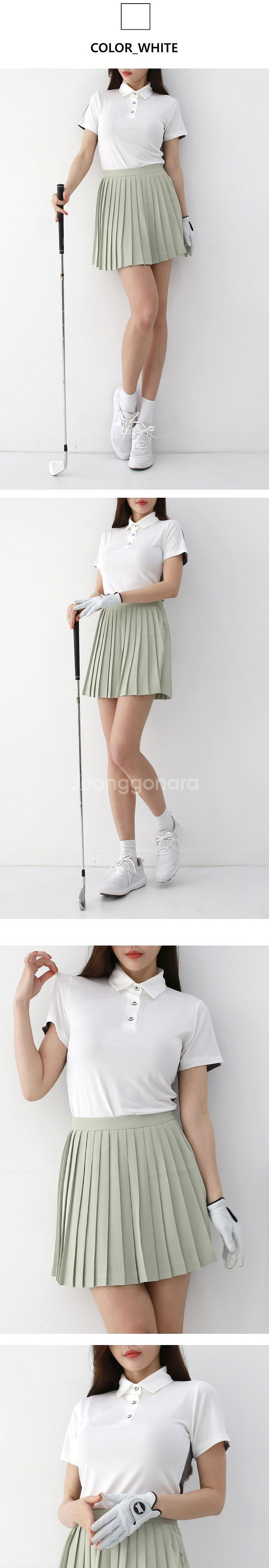여성 여름 골프 앞뒤가 배색으로 된 시원한 카라반팔--6