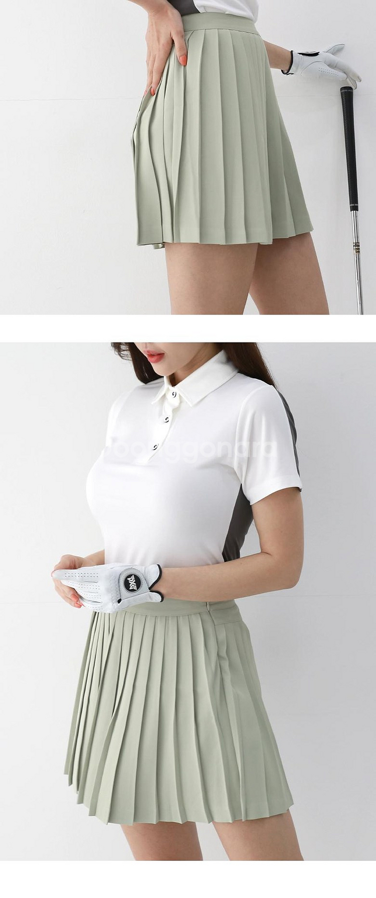 여성 여름 골프 앞뒤가 배색으로 된 시원한 카라반팔--8
