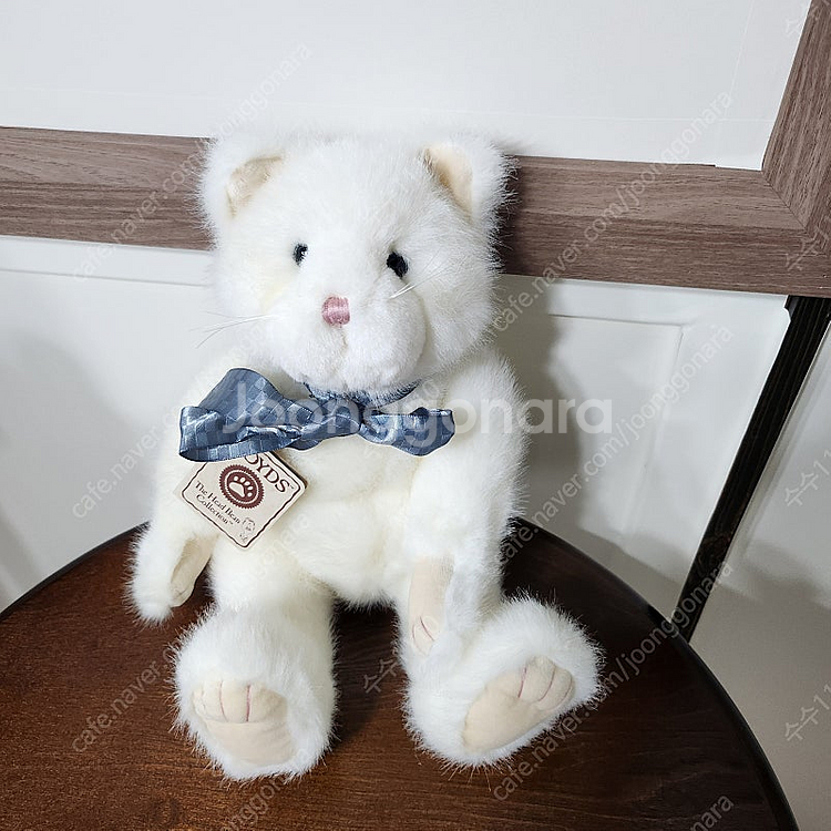 보이즈베어 대형 파란 리본 흰 고양이 미묘 키덜트 빈티...--2