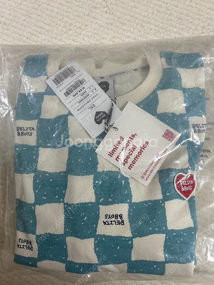 벨리타앤 보이즈 그린체크 상하세트 팝니다(2XL)--0