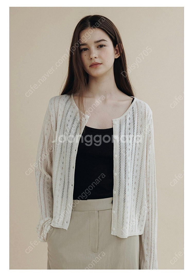 망고매니플리즈 FLO PUNCHING CARDIGAN NATURAL--1