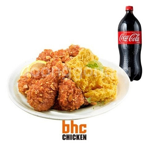 BHC 치킨 후라이드반+양념반+콜라, 전주 국가대표 짬...--0