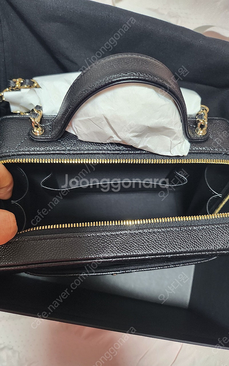 (정가이하,정품)샤넬 베니티 탑핸들 캐비어 블랙 샴골 ...--2