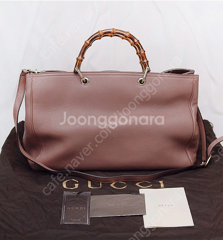 구찌 (GUCCI) 뱀부 핸들 페일핑크 토고가죽 빅토트...--2