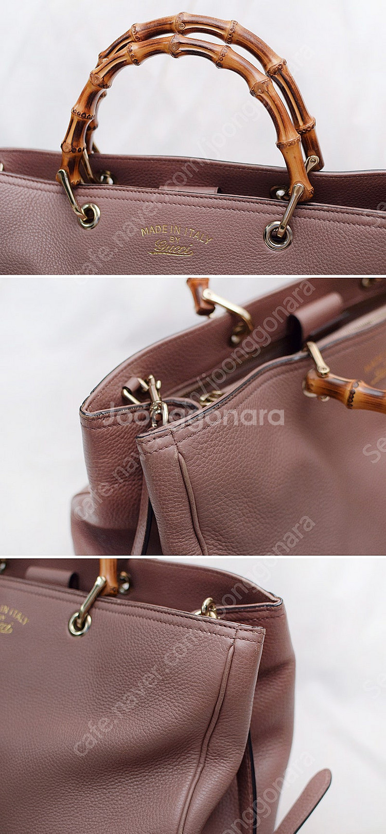 구찌 (GUCCI) 뱀부 핸들 페일핑크 토고가죽 빅토트...--6
