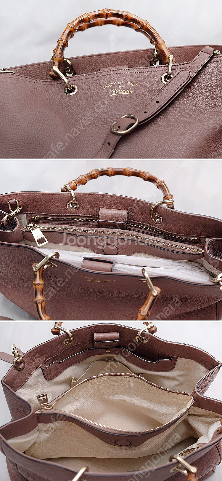 구찌 (GUCCI) 뱀부 핸들 페일핑크 토고가죽 빅토트...--8