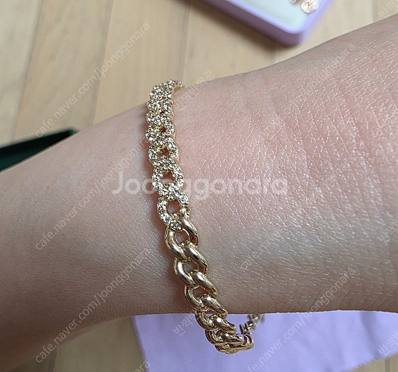 18k 꼬냑 다이아 반 뱅글 팔찌 베이지골드(최종가)--0