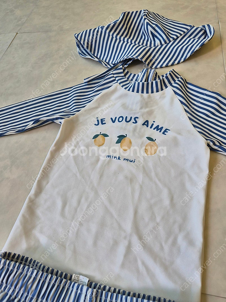 밍크뮤 3y 수영복 / 아기 래쉬가드 / 레몬스트라이프--1