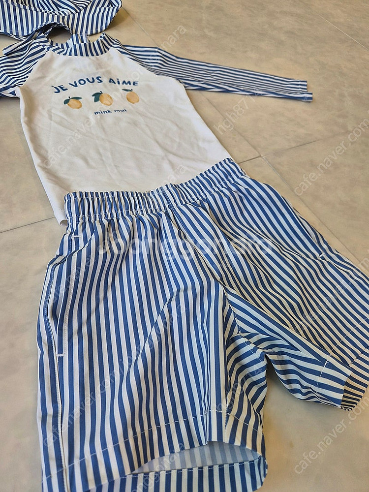 밍크뮤 3y 수영복 / 아기 래쉬가드 / 레몬스트라이프--2