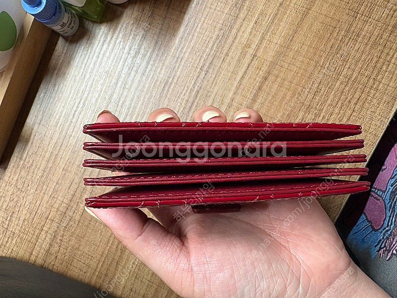 디올 아코디언 카드지갑 레드--1