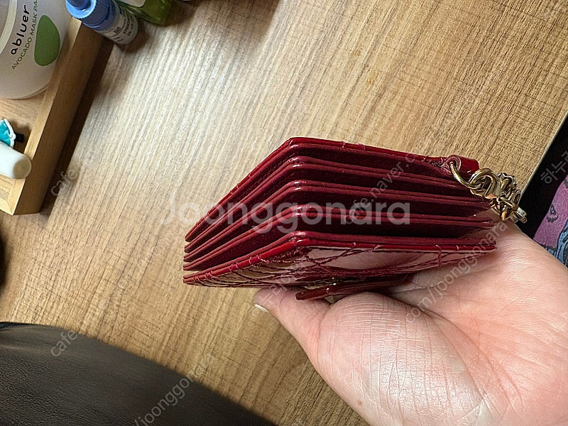 디올 아코디언 카드지갑 레드--3