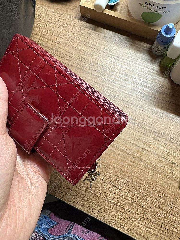 디올 아코디언 카드지갑 레드--4