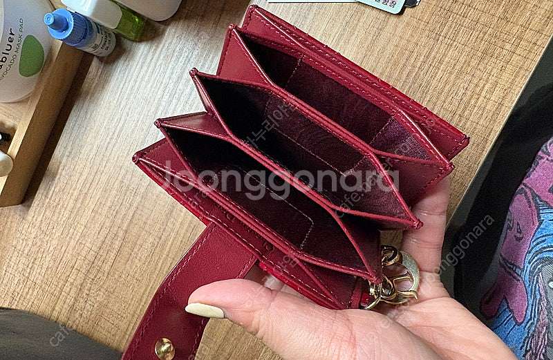 디올 아코디언 카드지갑 레드--7