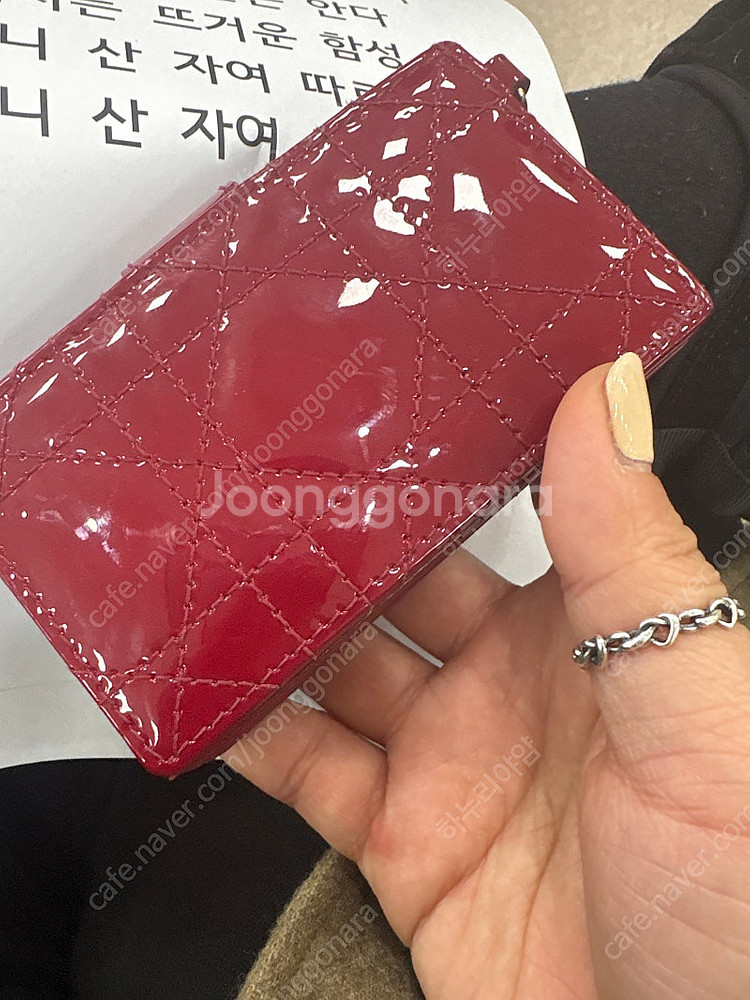 디올 아코디언 카드지갑 레드--8