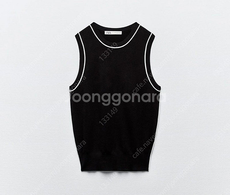 (새상품) 자라 콘트라스트 파이닝 니트탑 네이비 m사이즈--0