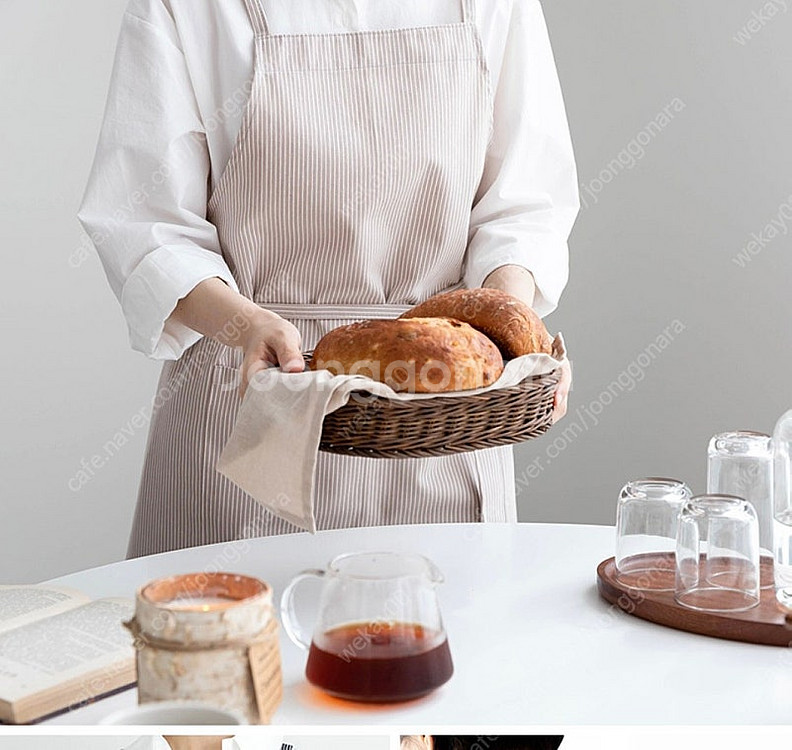 [쓰임] 새상품,베이지 스트라이프 앞치마(착샷있음)--2