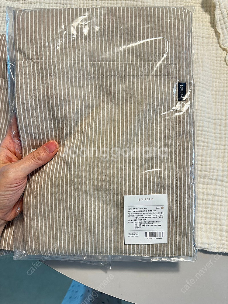 [쓰임] 새상품,베이지 스트라이프 앞치마(착샷있음)--5