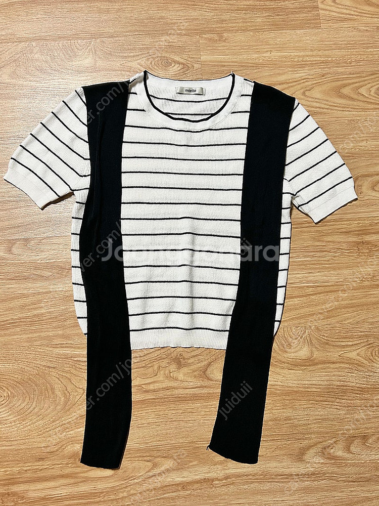 미엘로 레이어드 스트라이프 반팔 니트/H&M 린넨 뷔스...--8