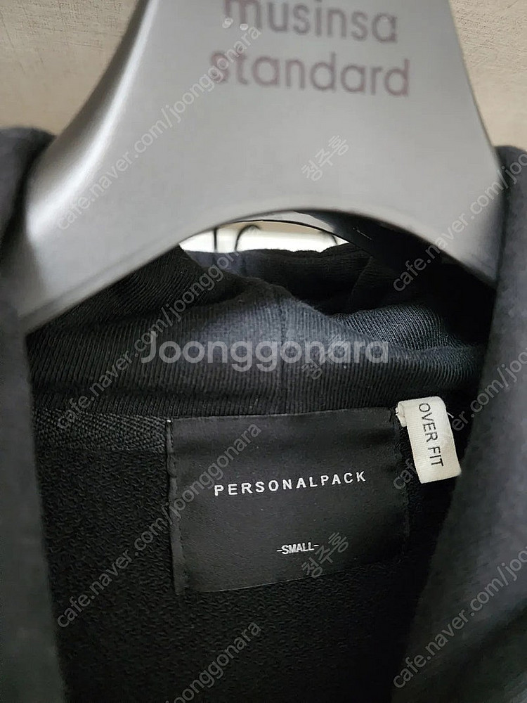 퍼스널팩 프리미엄 솔리드 오버핏 후드티 그레이,블랙 S...--3