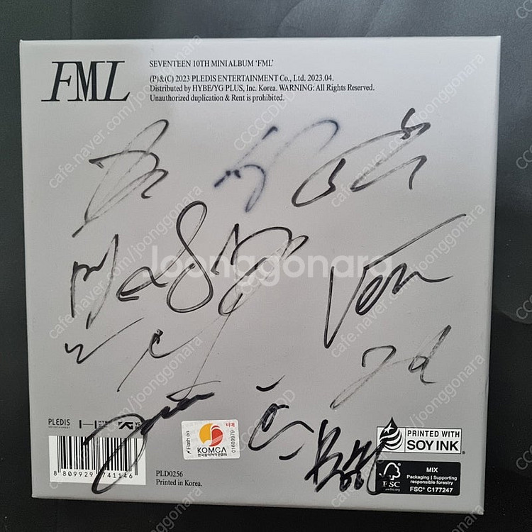 (친필싸인) 세븐틴 FML 사인 앨범 CD 음반--0
