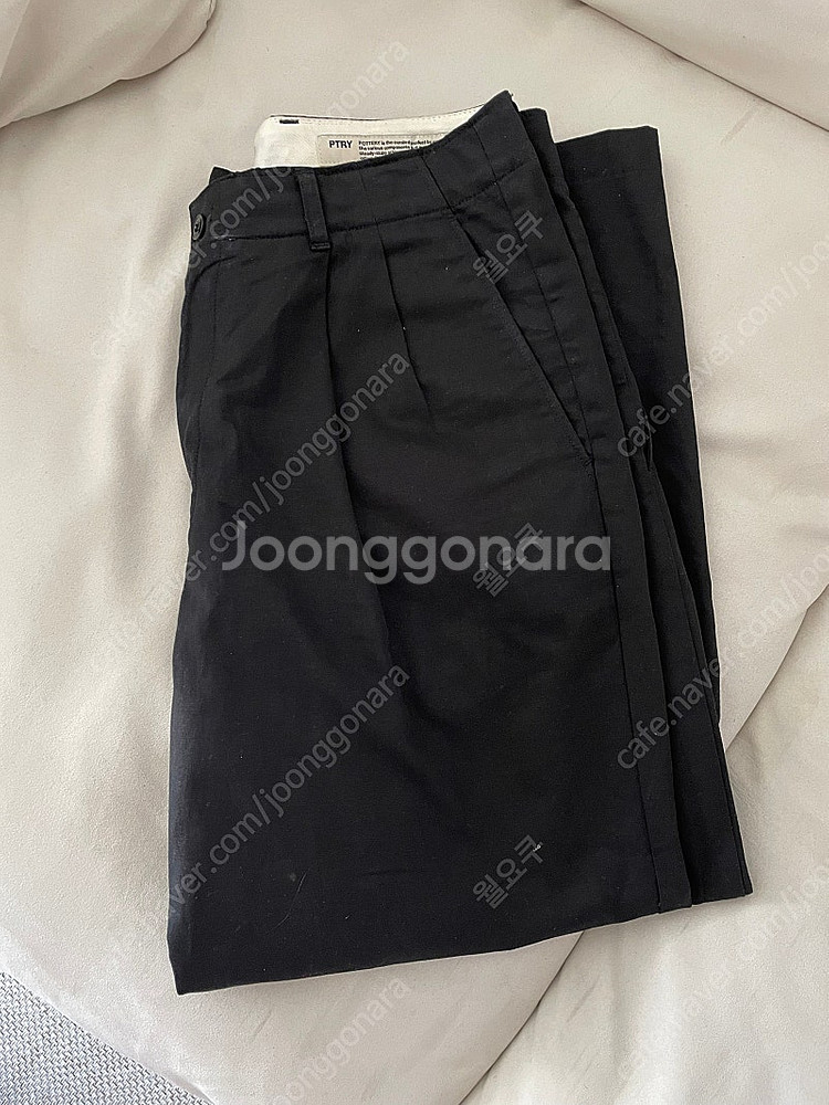 포터리 코튼린넨 투플리츠 와이드팬츠 1사이즈--2