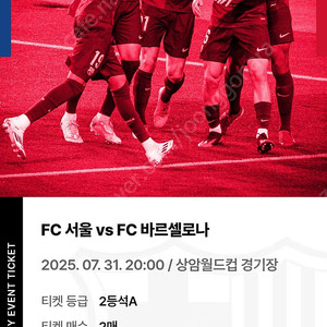 fc서울vs바르셀로나 2등석a 2매