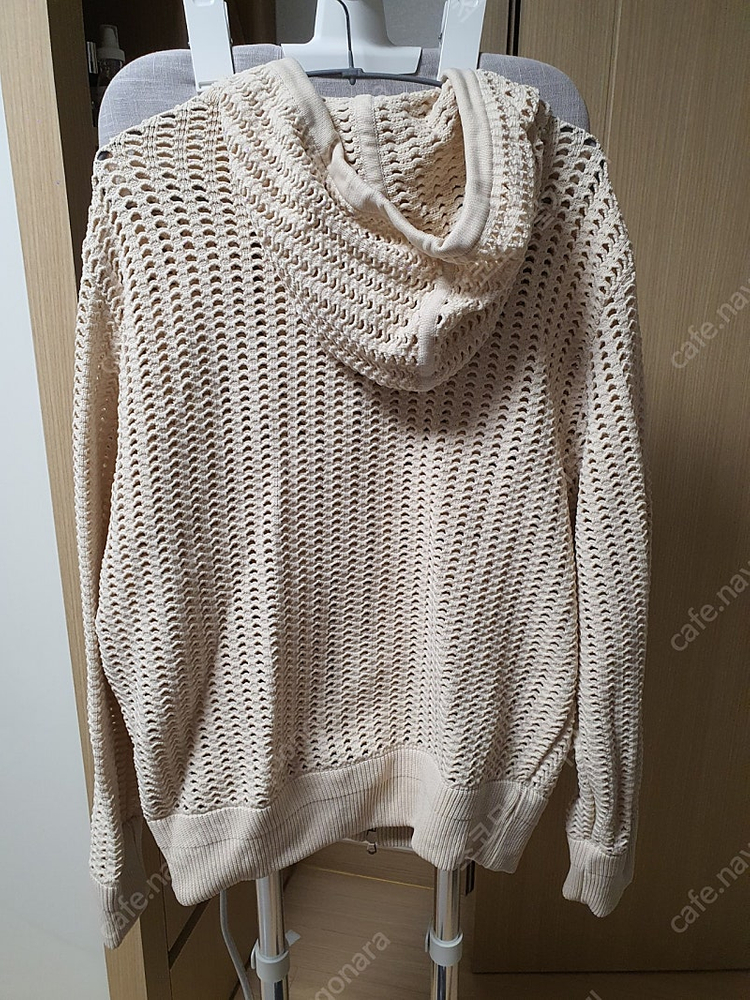 우영미 아이보리 넷팅 집업 후드 가디건 - 44--1
