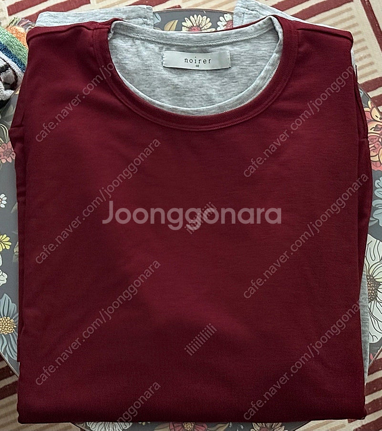 노이어 레이어드 하프 롱슬리브 티셔츠 (와인그레이)--1