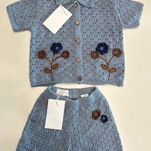 자라 플라워 니트 크로셰 폴로셔츠&버뷰다팬츠 일괄(2y, 92cm)
