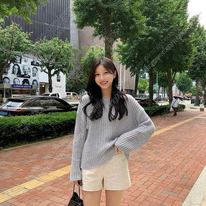 시에 sie 세나 보트넥 루즈 니트 스카이블루