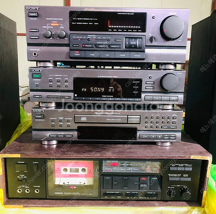 Sony cdp,인티,스피커,튜너,리모콘, Yamaha 카세트데크--5