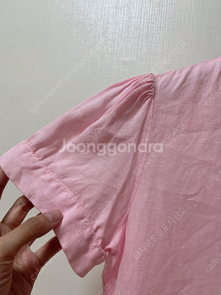 (핑크우유색)폴로 랄프로렌 여성 린넨 반팔 셔츠 카라티--7