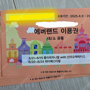 에버랜드 자유이용권 대소인 공통 4장 일괄 슈팅워터펀 시즈2 (~8월31일)