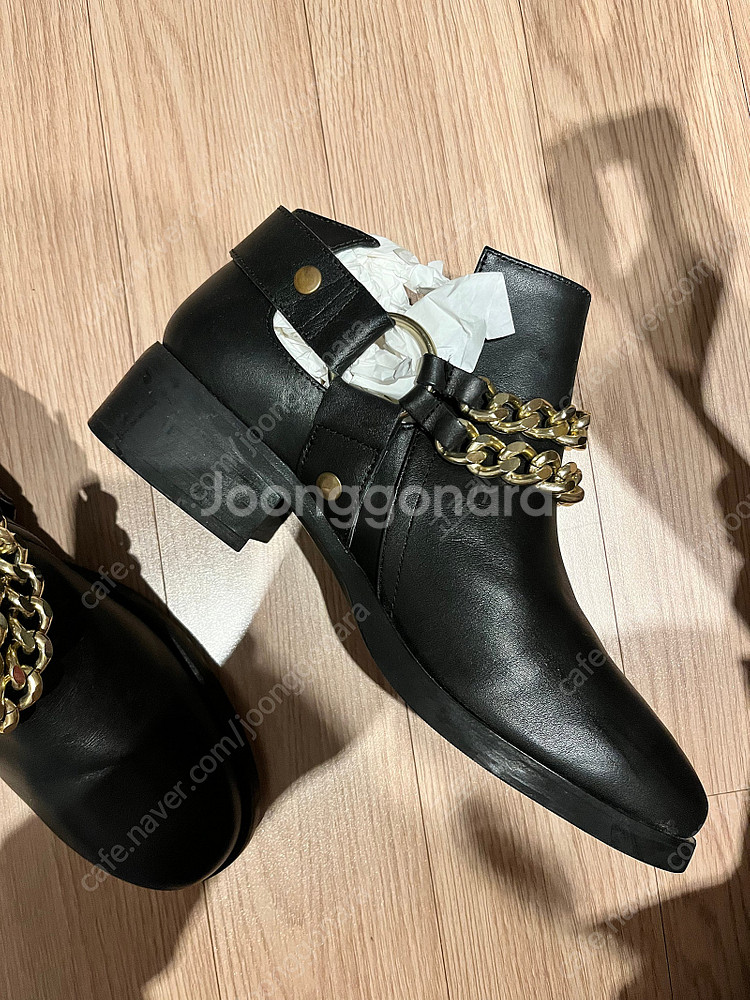 골드 체인 로퍼 부츠 리얼레더 편함 255 소장품 새제품--1