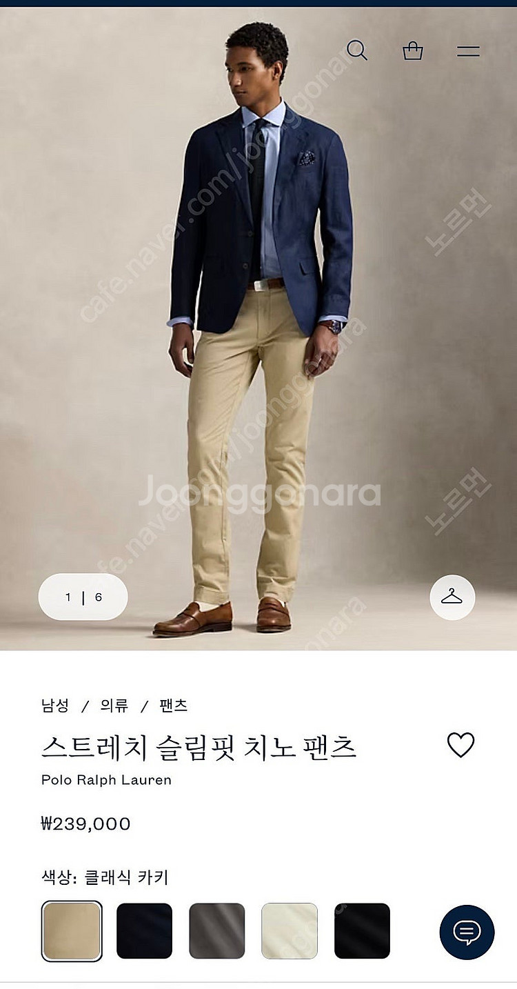 폴로 랄프로렌 스트레치 슬림핏 치노 (34사이즈) 면바...--0