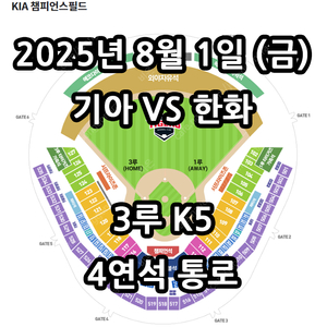 8/1일 기아 vs 한화 ️3루 K5 4연석