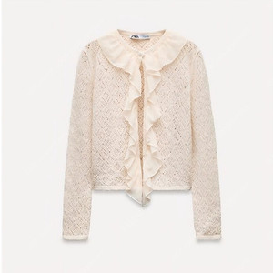 [새상품]ZARA 자라 가디건 프릴 포인텔 니트 재킷 S 판매해요.