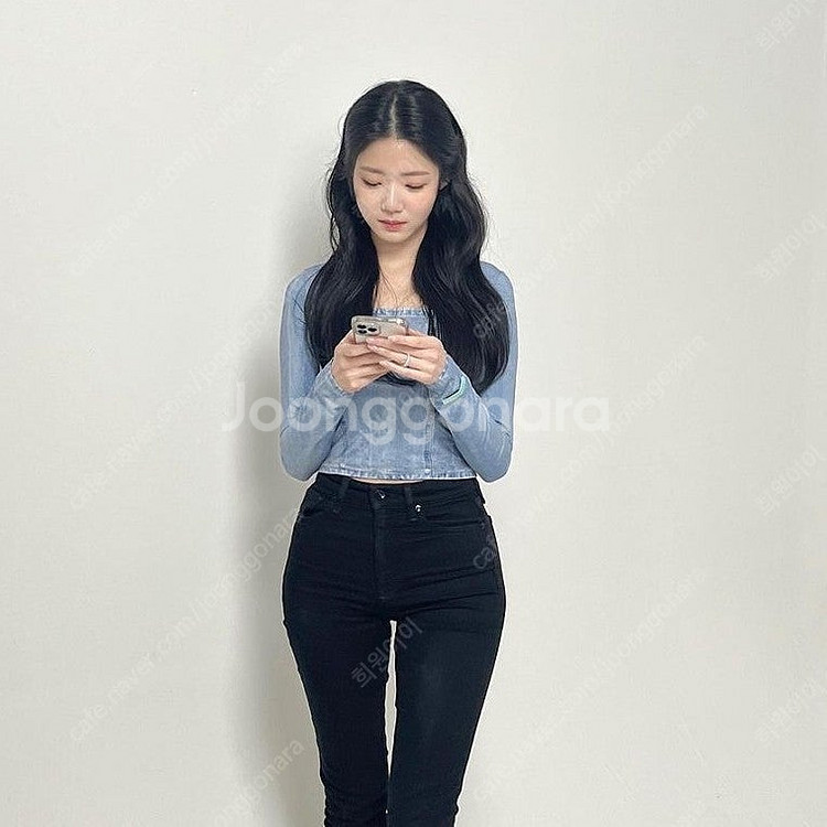 인스턴트펑크 데님 스퀘어넥 탑 티셔츠 instantfu...--3