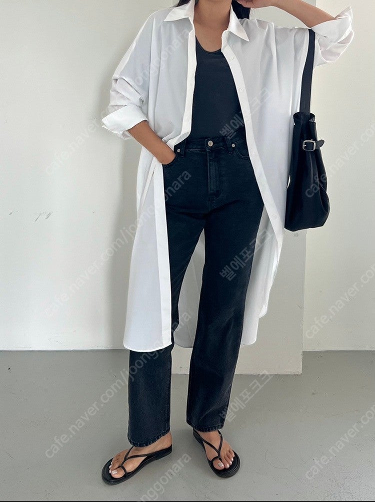 꺌랑 왜다려셔츠 롱 (원피스 기장) 이미지